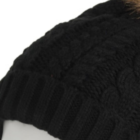 NEW TIMBERLAND Cable Knit Beanie With Pom And Ribbed Cuff Cameo black 162mn - Picture 5 of 5